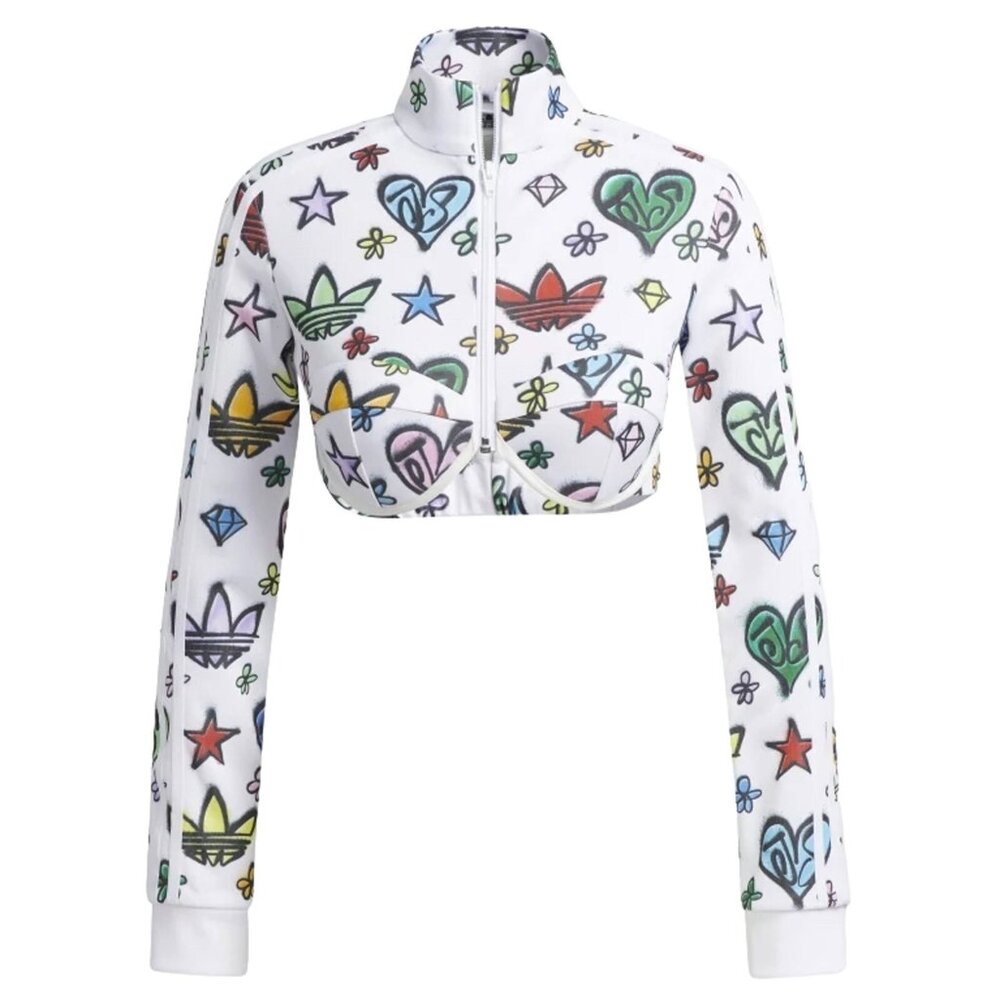 Adidas x Jeremy Scott HL6475 Monogram Crop Jacket Top ( XS )